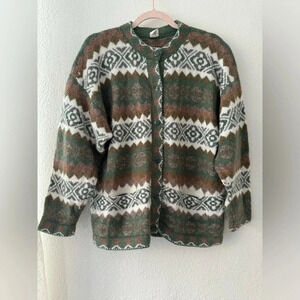 Inti Haimi Nordic Wool button front cardigan peasant handmade in Ecuador